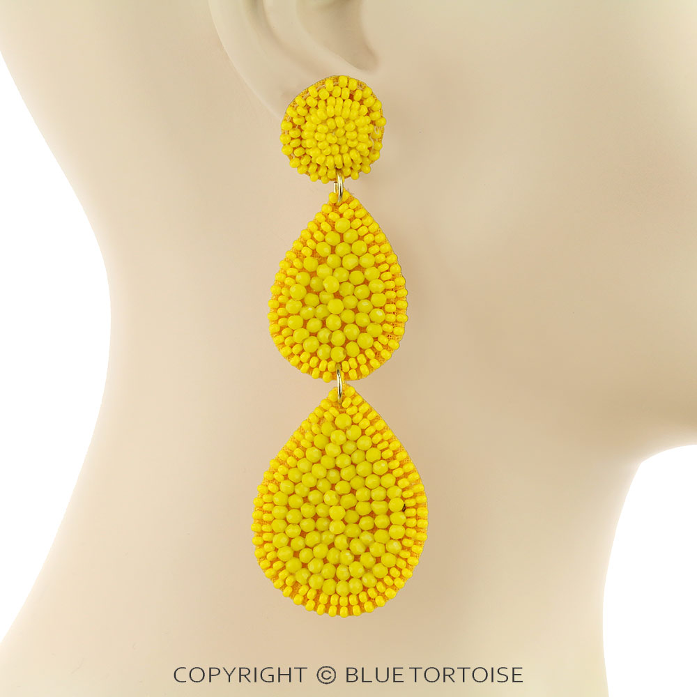 Glass Beaded Teardrop Stud Earrings - Image 2