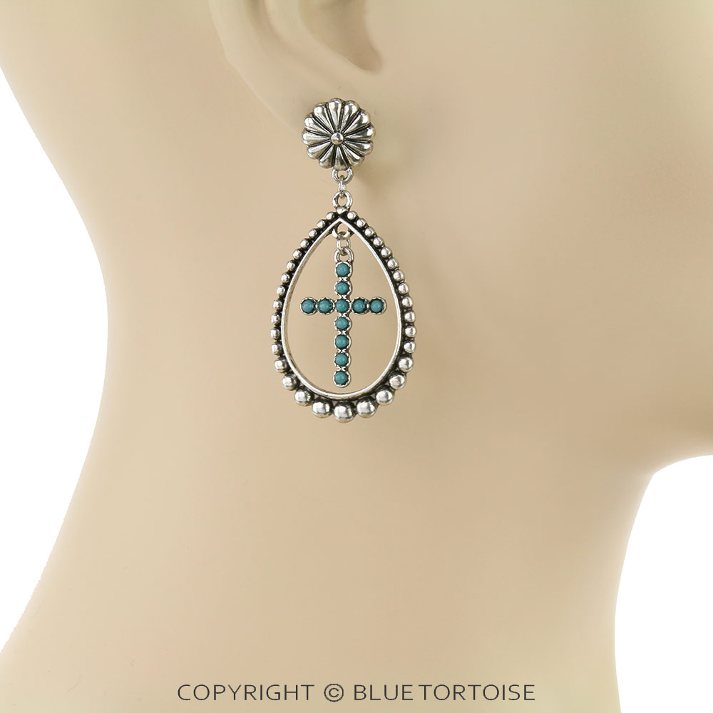 Western Cross Cutout Stud Earrings - Image 2