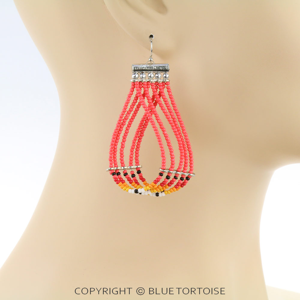 Western Seed Bead Teardrop Dangle Earrings - Image 2