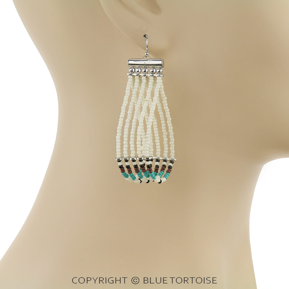 Western Seed Bead Teardrop Dangle Earrings - Image 2