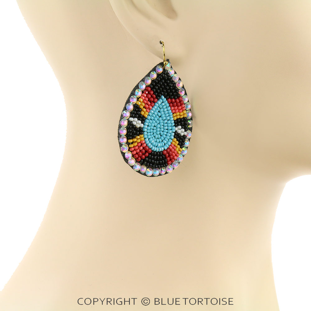 Western Seed Bead Teardrop Dangle Earrings - Image 2