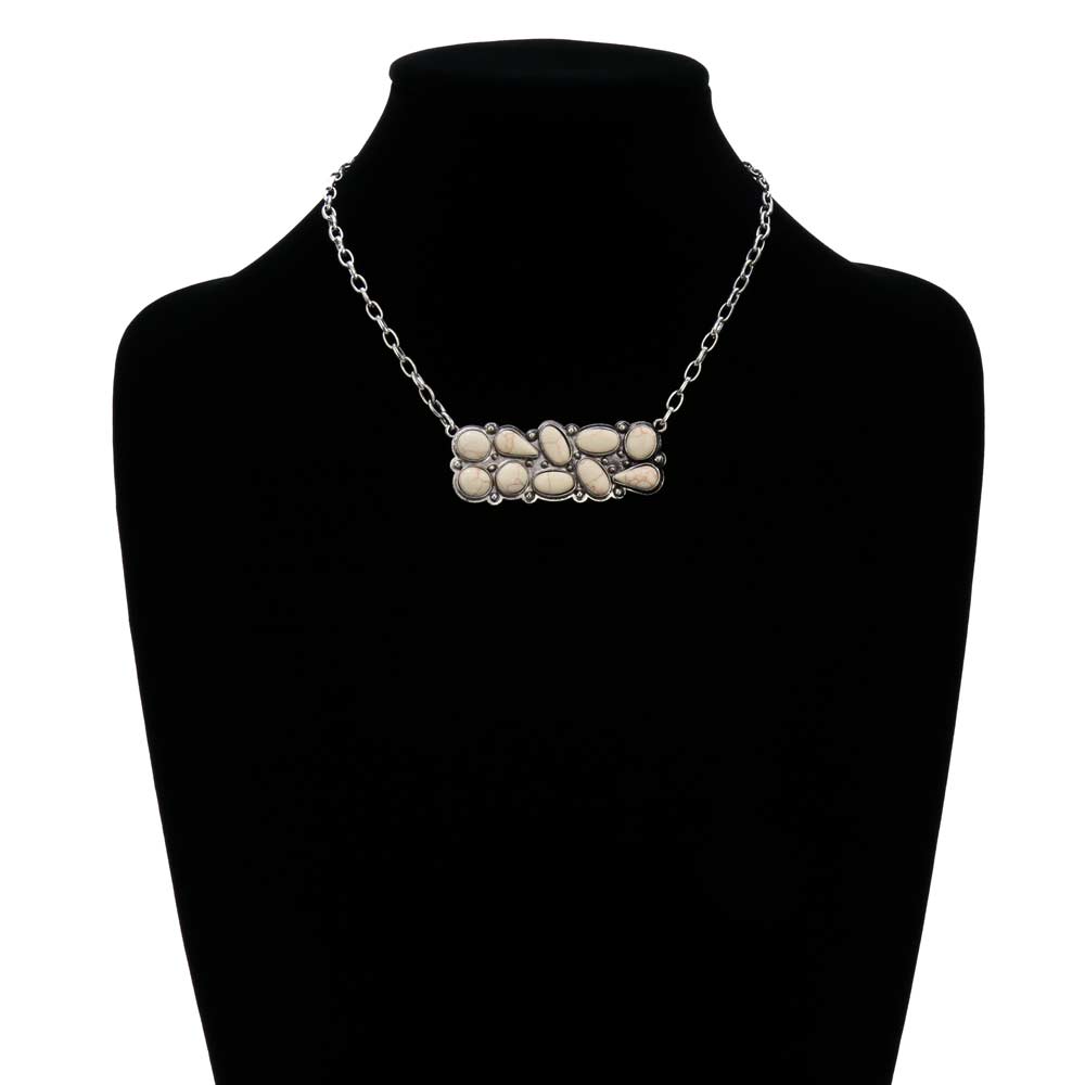 Western Stone Rectangular Cluster Chain Necklace - Image 2