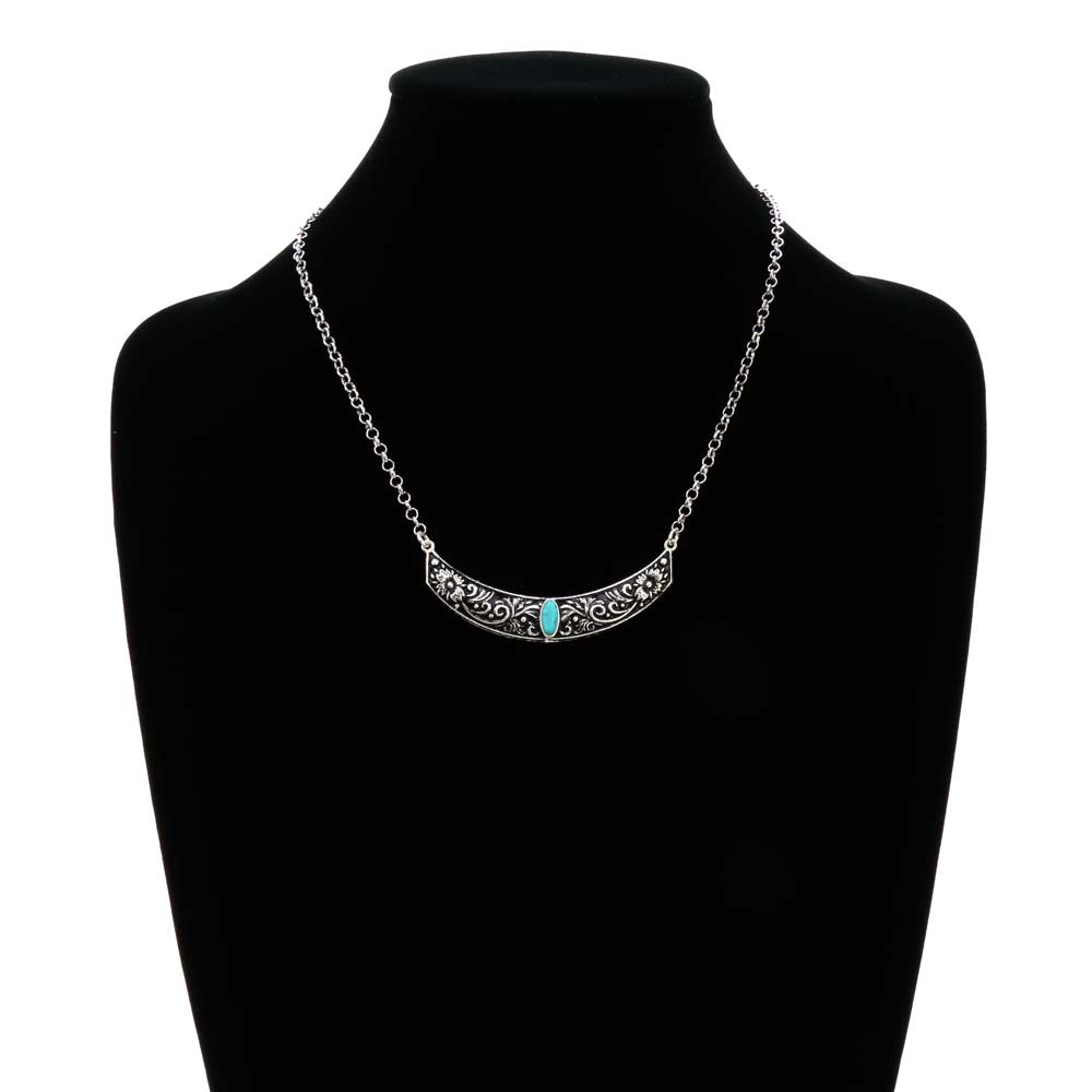 Western Floral Pattern Bar Chain Necklace - Image 2