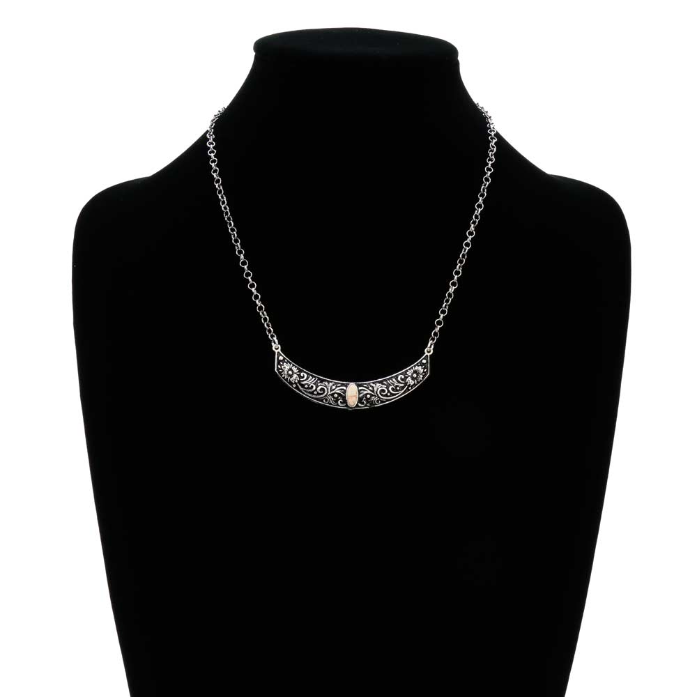 Western Floral Pattern Bar Chain Necklace - Image 2