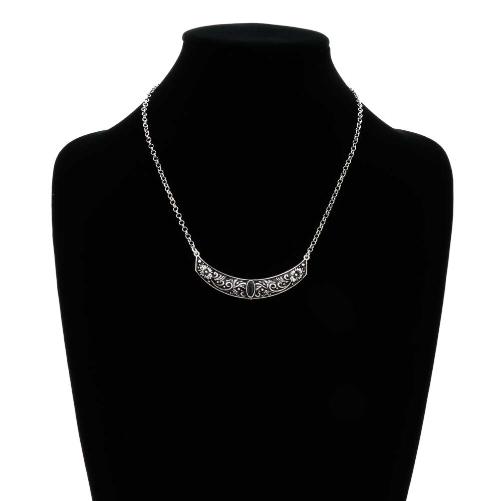 Western Floral Pattern Bar Chain Necklace - Image 2
