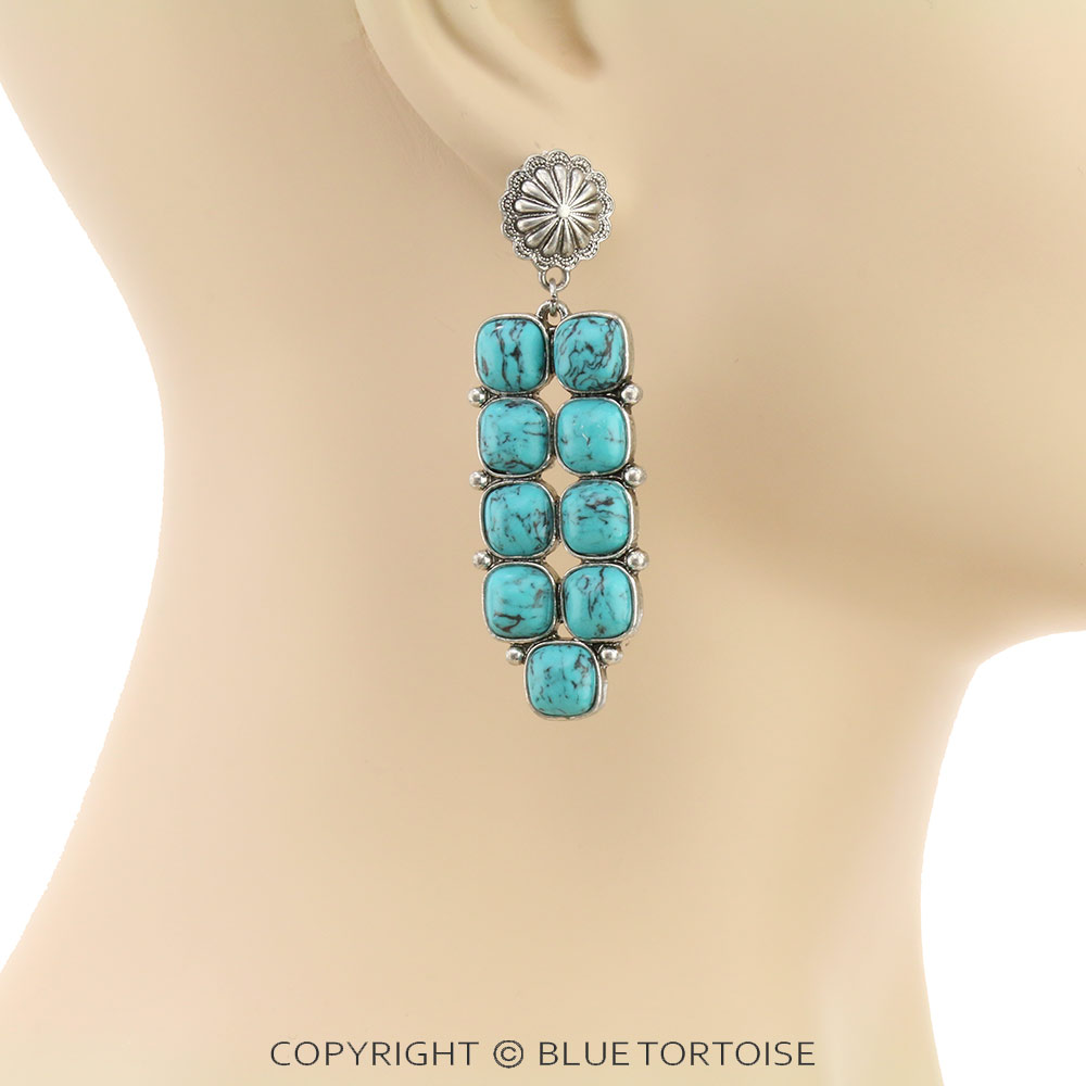 Western Stone Bar Stud Earrings - Image 2