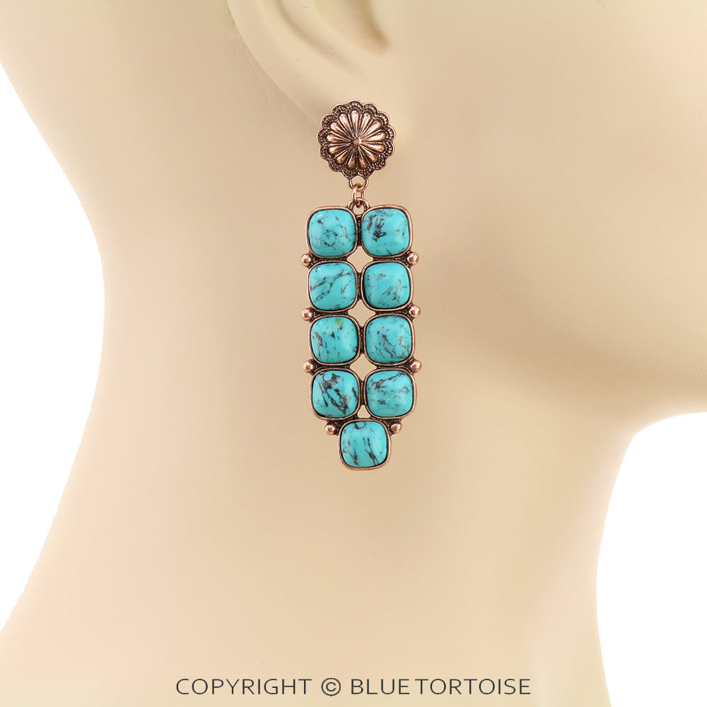 Western Stone Bar Stud Earrings - Image 2