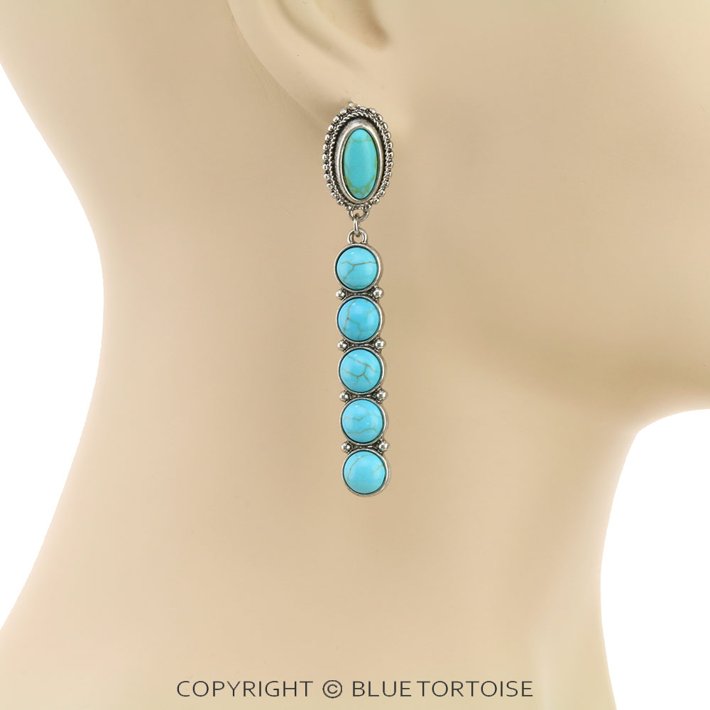 Western Stone Bar Stud Earrings - Image 2