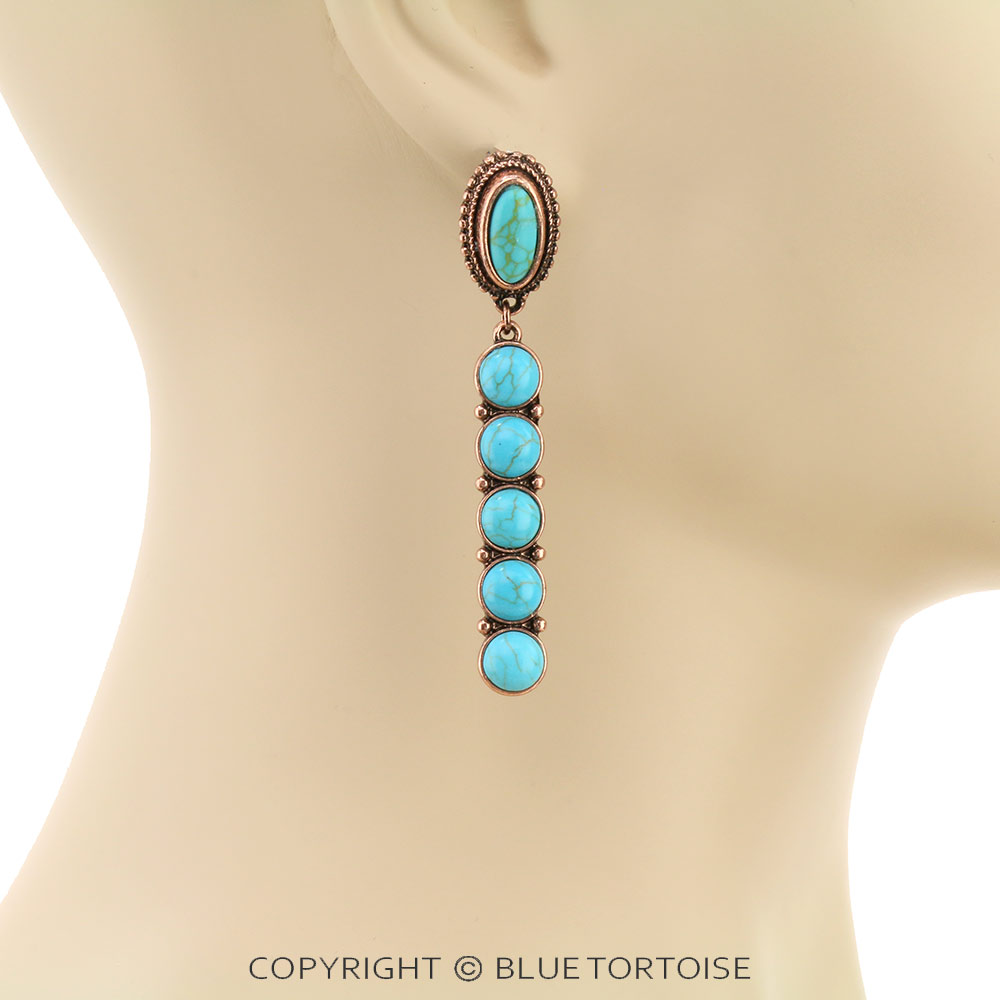 Western Stone Bar Stud Earrings - Image 2