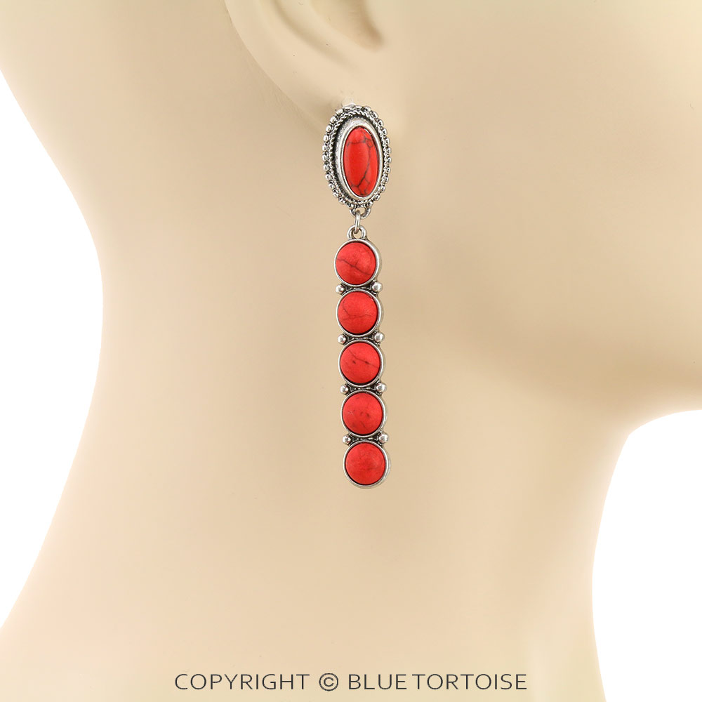 Western Stone Bar Stud Earrings - Image 2