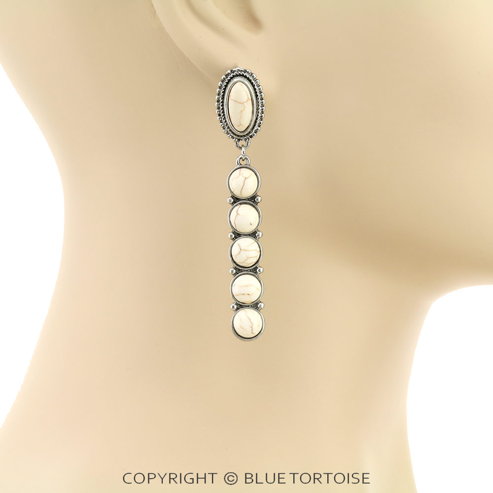 Western Stone Bar Stud Earrings - Image 2