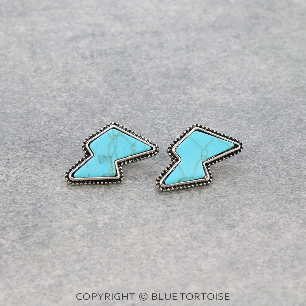 Lightning Bolt Turquoise Stud Earrings