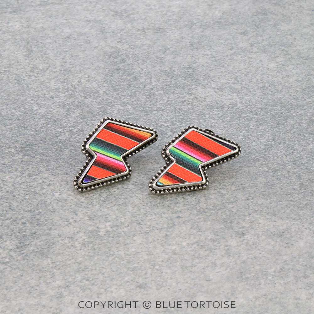 Lightning Bolt Serape Stud Earrings