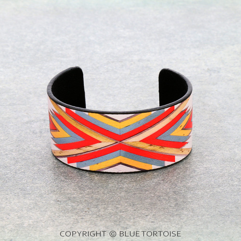 Aztec Printed Leather Cuff Bracelet