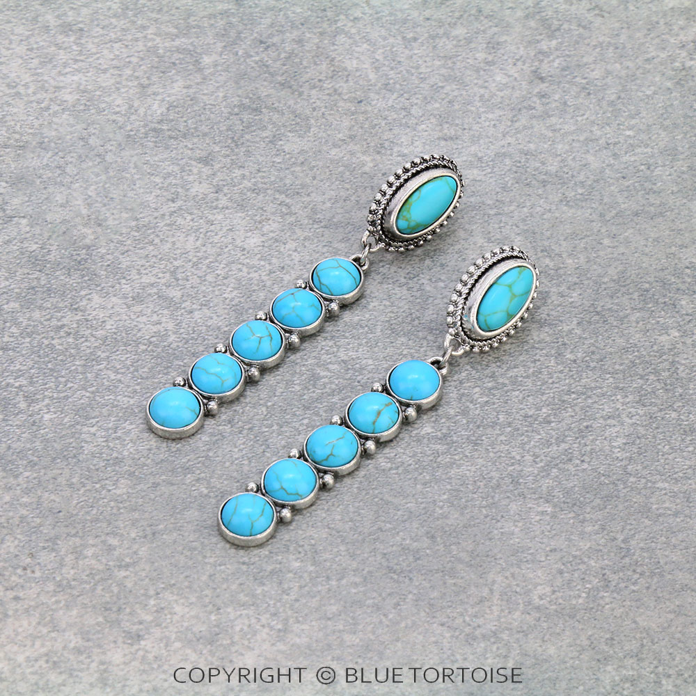 Western Stone Bar Stud Earrings
