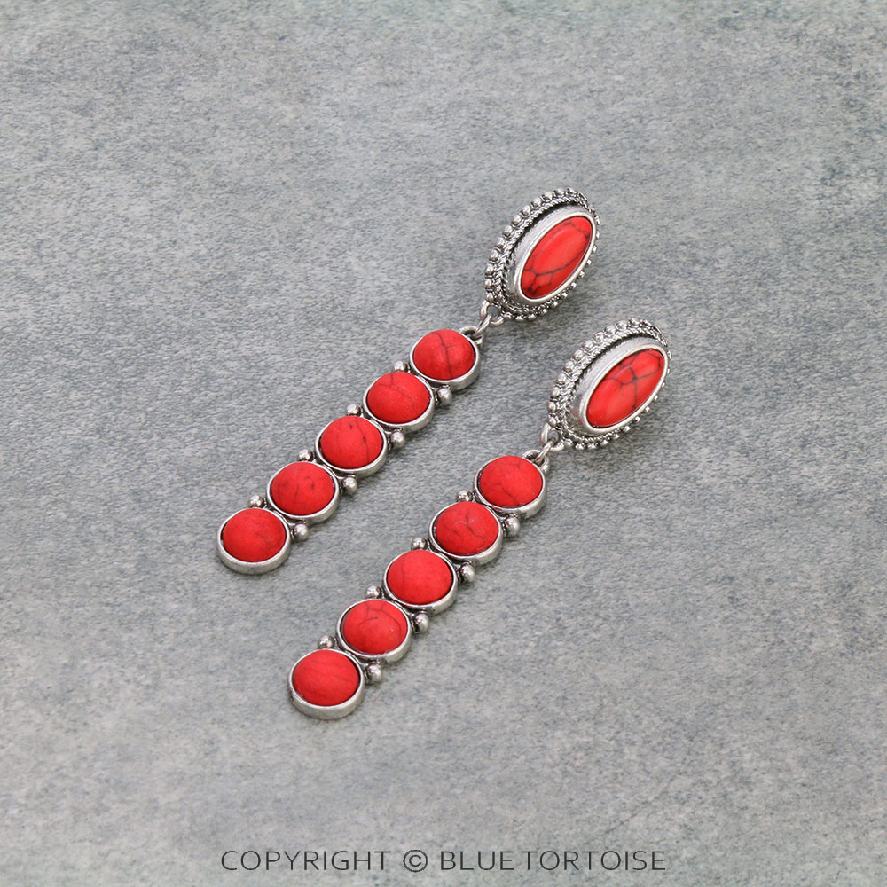 Western Stone Bar Stud Earrings
