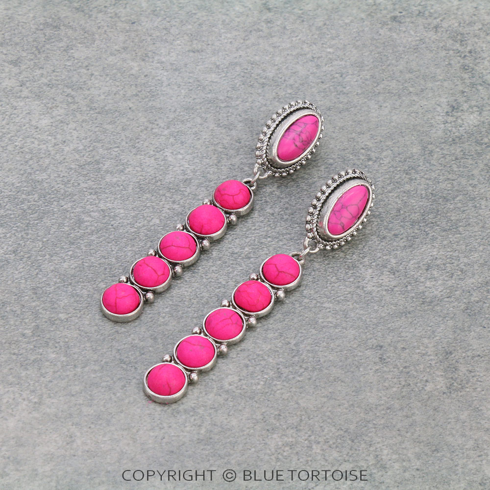 Western Stone Bar Stud Earrings