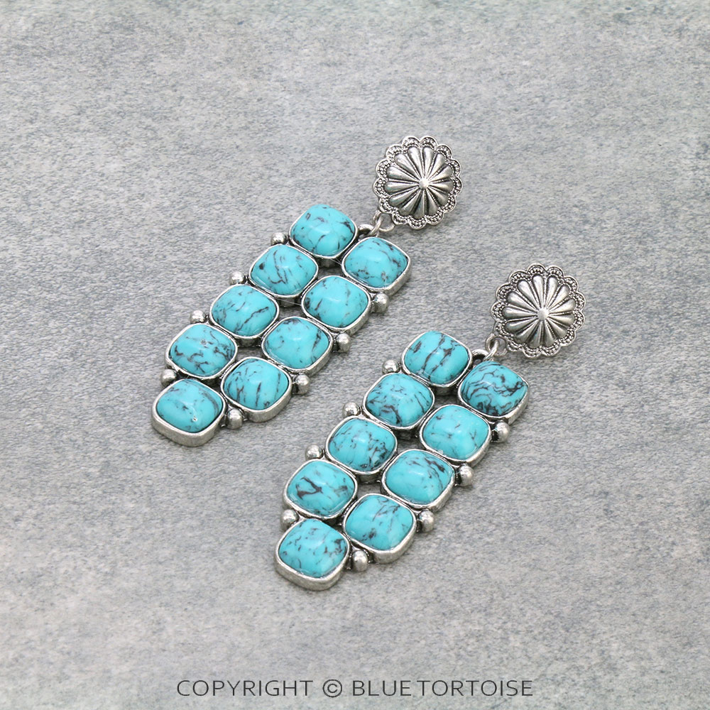 Western Stone Bar Stud Earrings