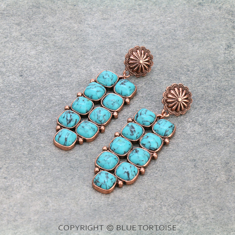 Western Stone Bar Stud Earrings