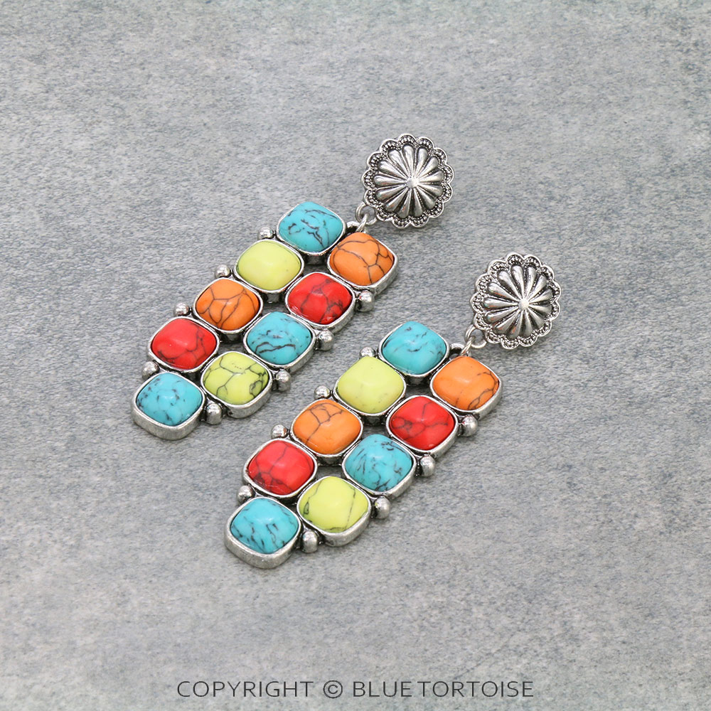 Western Stone Bar Stud Earrings