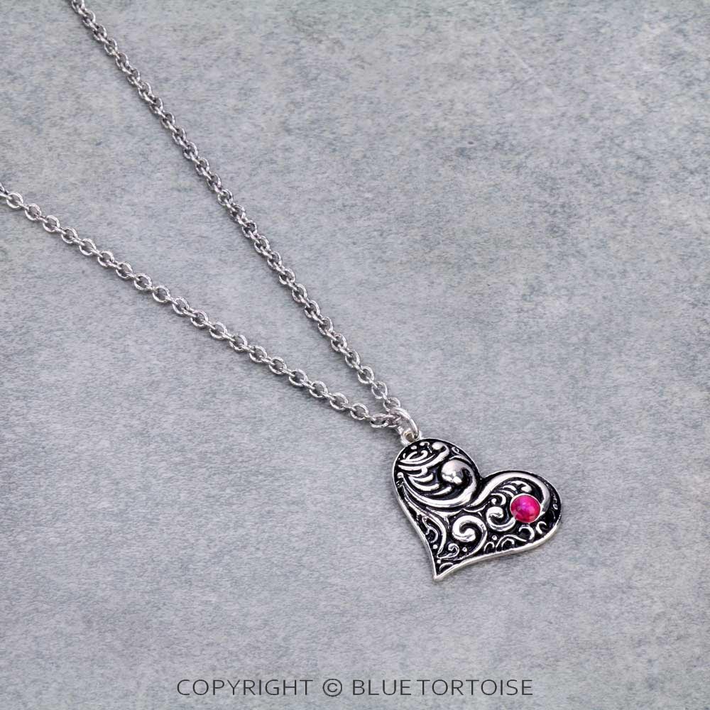 Western Floral Pattern Heart Chain Necklace