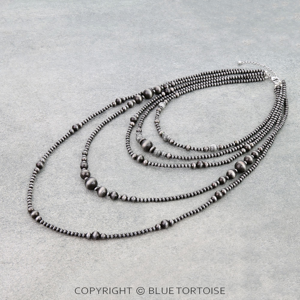 5 Layered Navajo Style Pearl & Bead Necklace