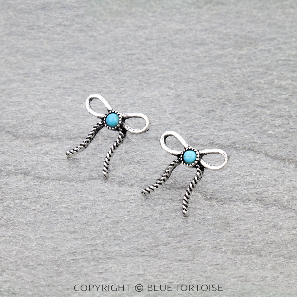 Western Rope TXR Bow Stud Earrings