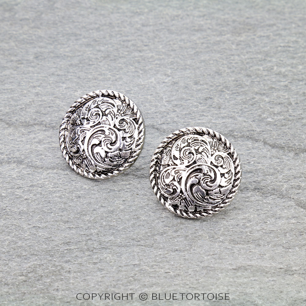 Western Rope TXR Filigree Round Stud Earrings