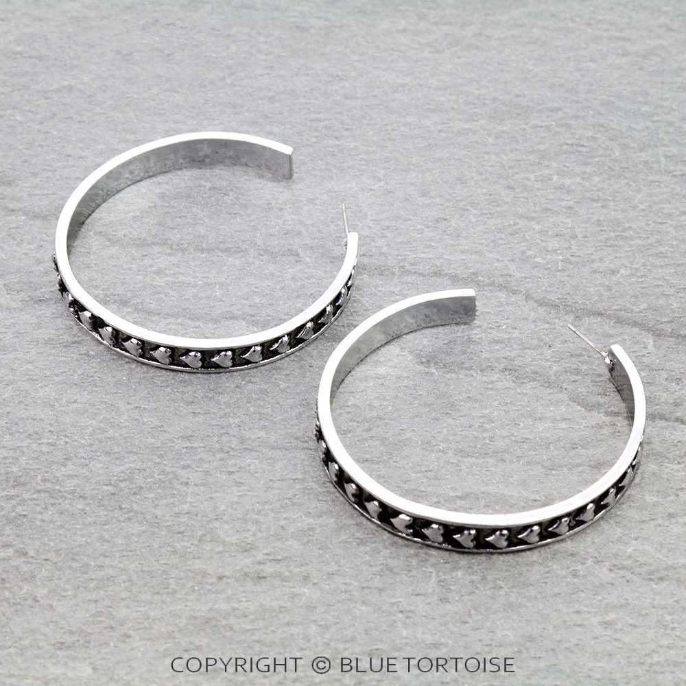 2" Western Bubble Heart Hoop Earrings