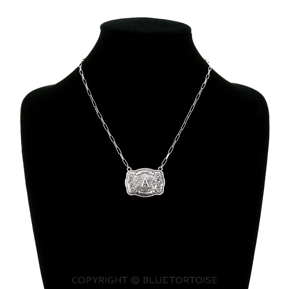Western Belt Buckle Initial Necklace - Image 2