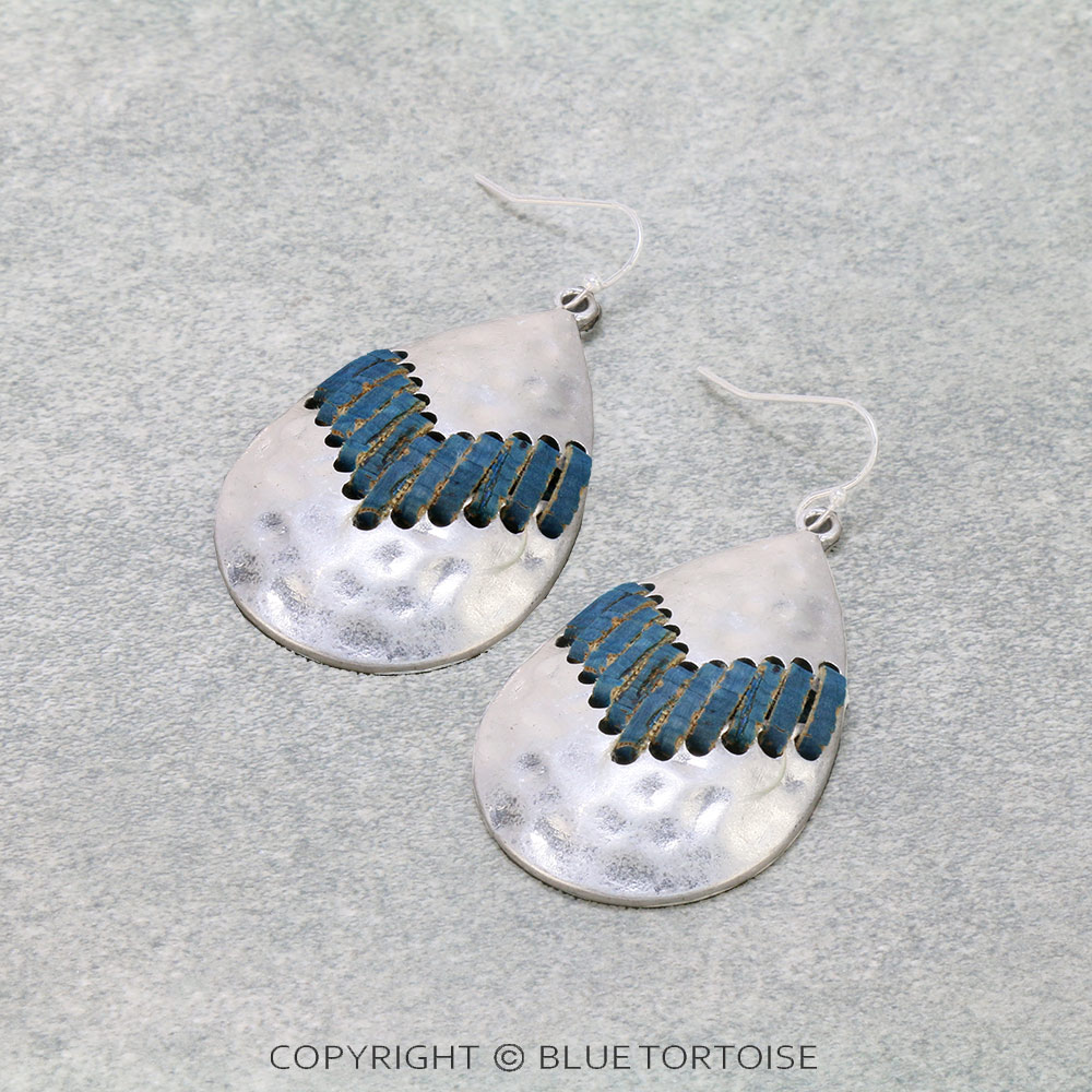 Metal Plating Cork Teardrop Dangle Earrings