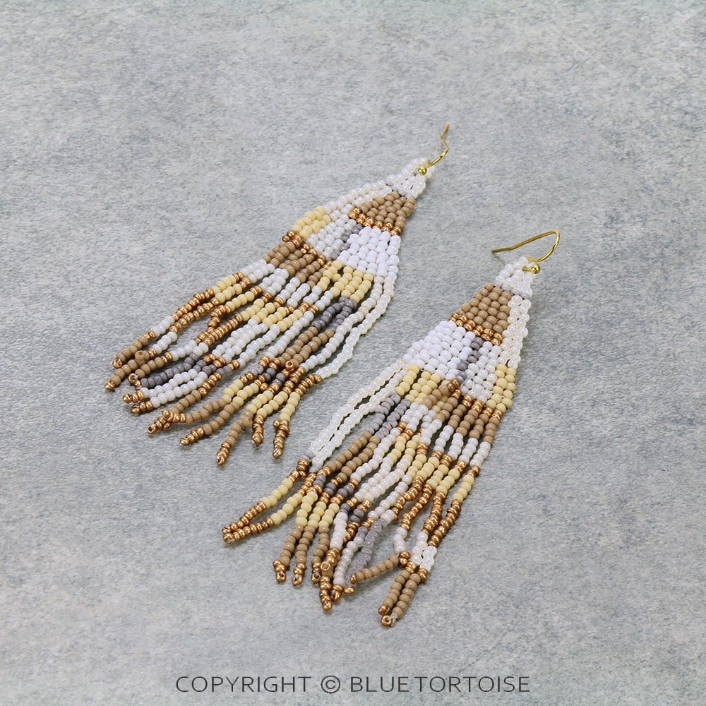 Seed Bead Fringe Dangle Earrings