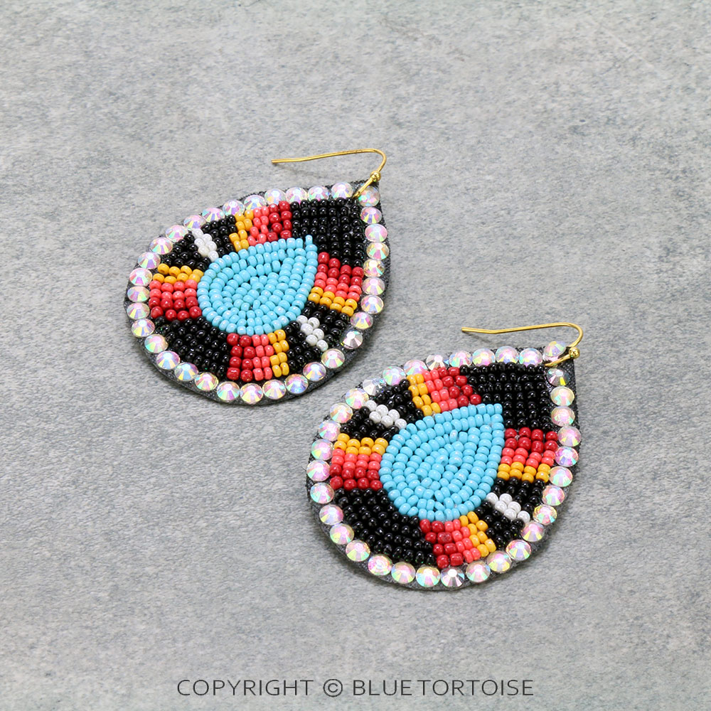 Western Seed Bead Teardrop Dangle Earrings