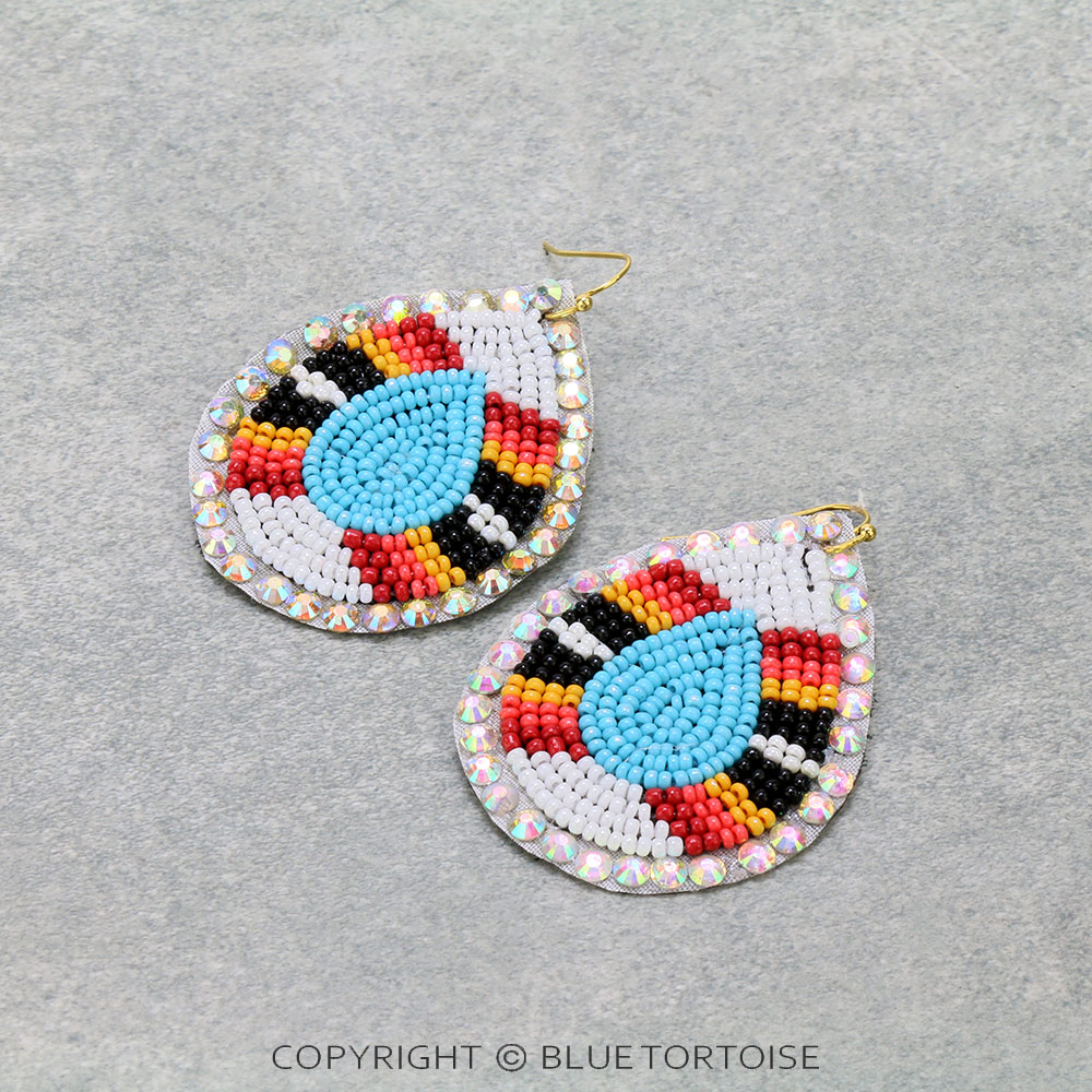 Western Seed Bead Teardrop Dangle Earrings