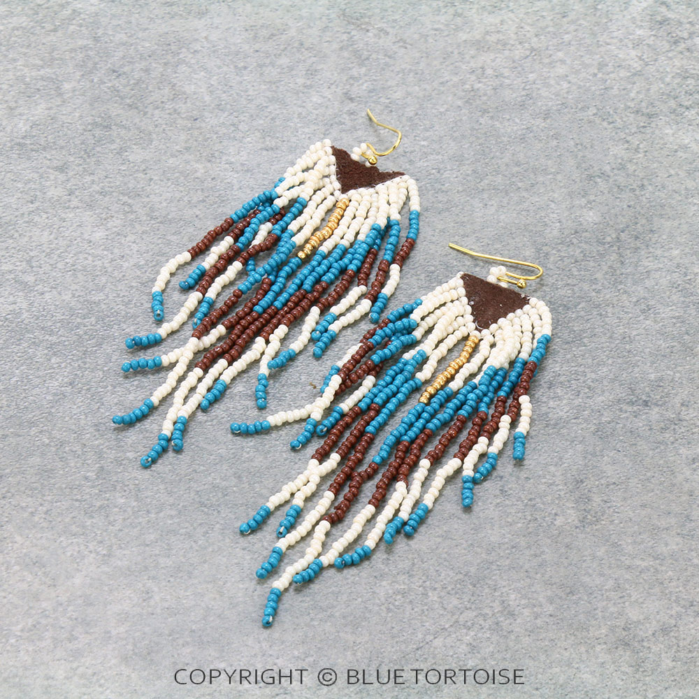 Seed Bead Fringe Dangle Earrings