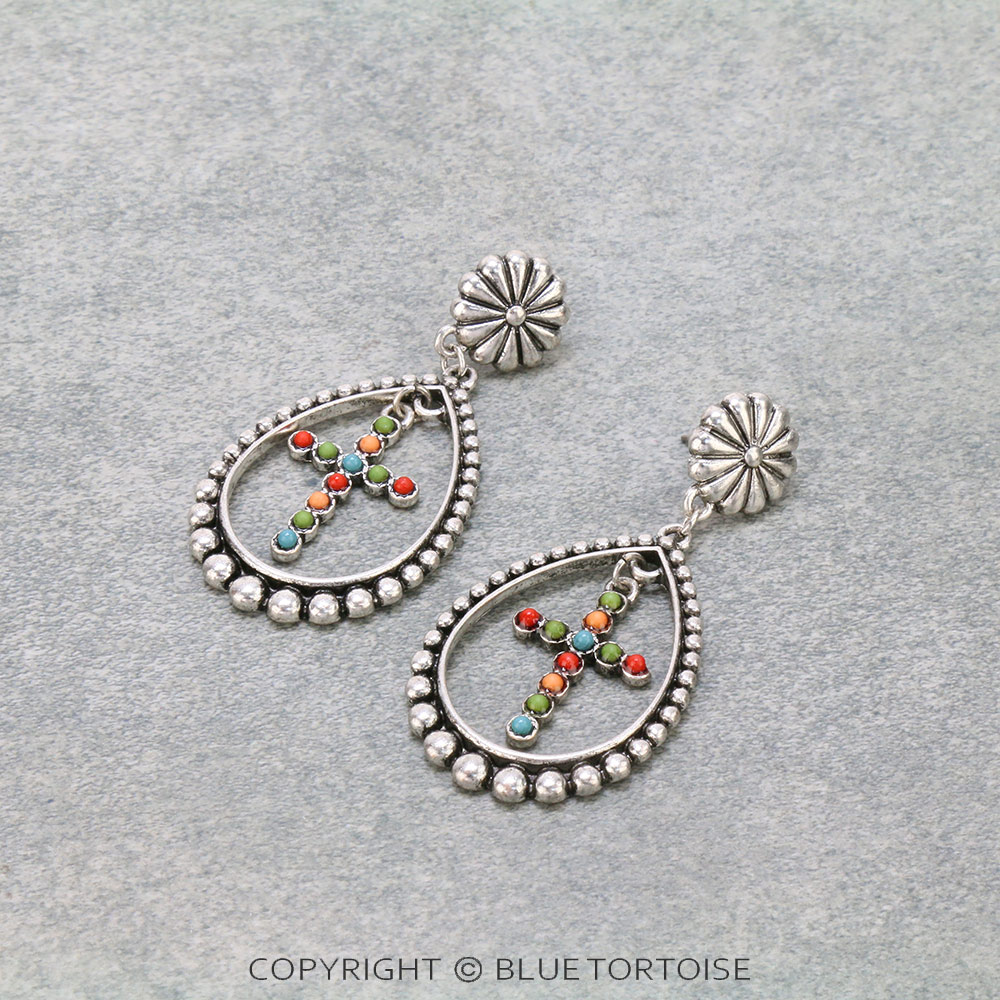 Western Cross Cutout Stud Earrings