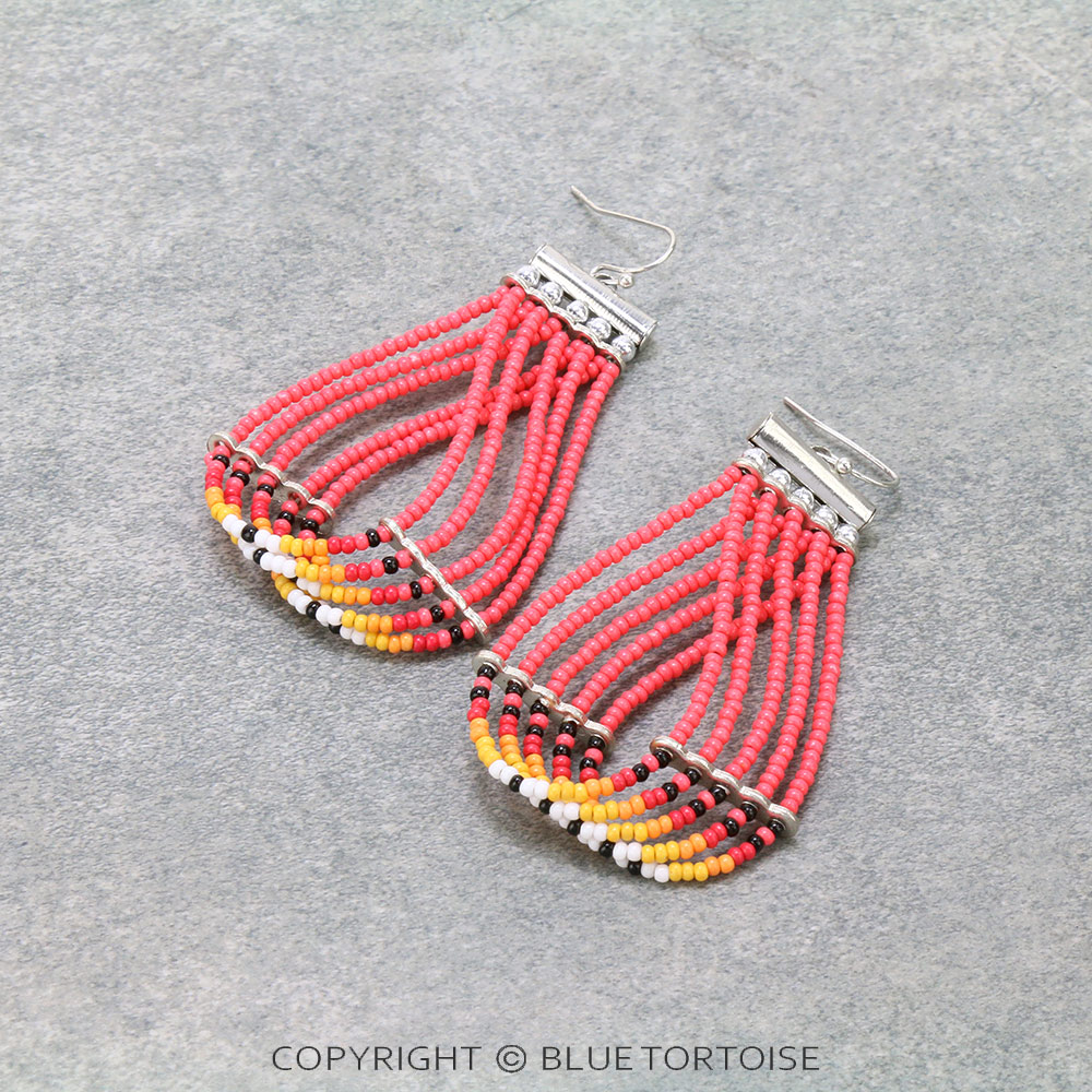 Western Seed Bead Teardrop Dangle Earrings
