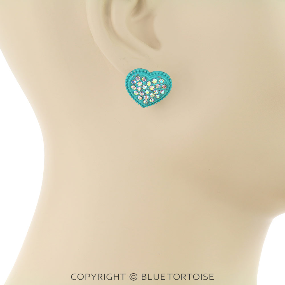 3 Pair Heart Stone Earring Set - Image 2