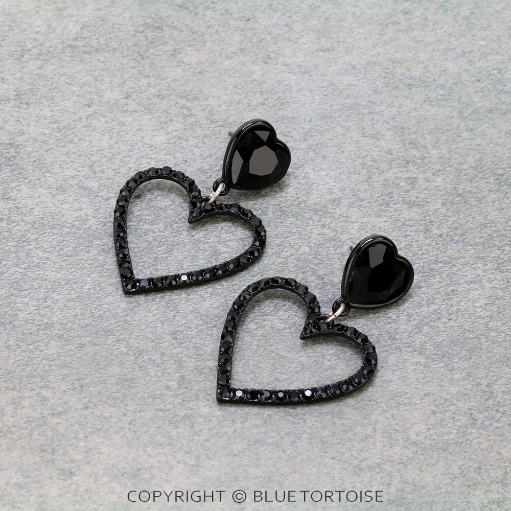 Heart Glass Stone Stud Earrings