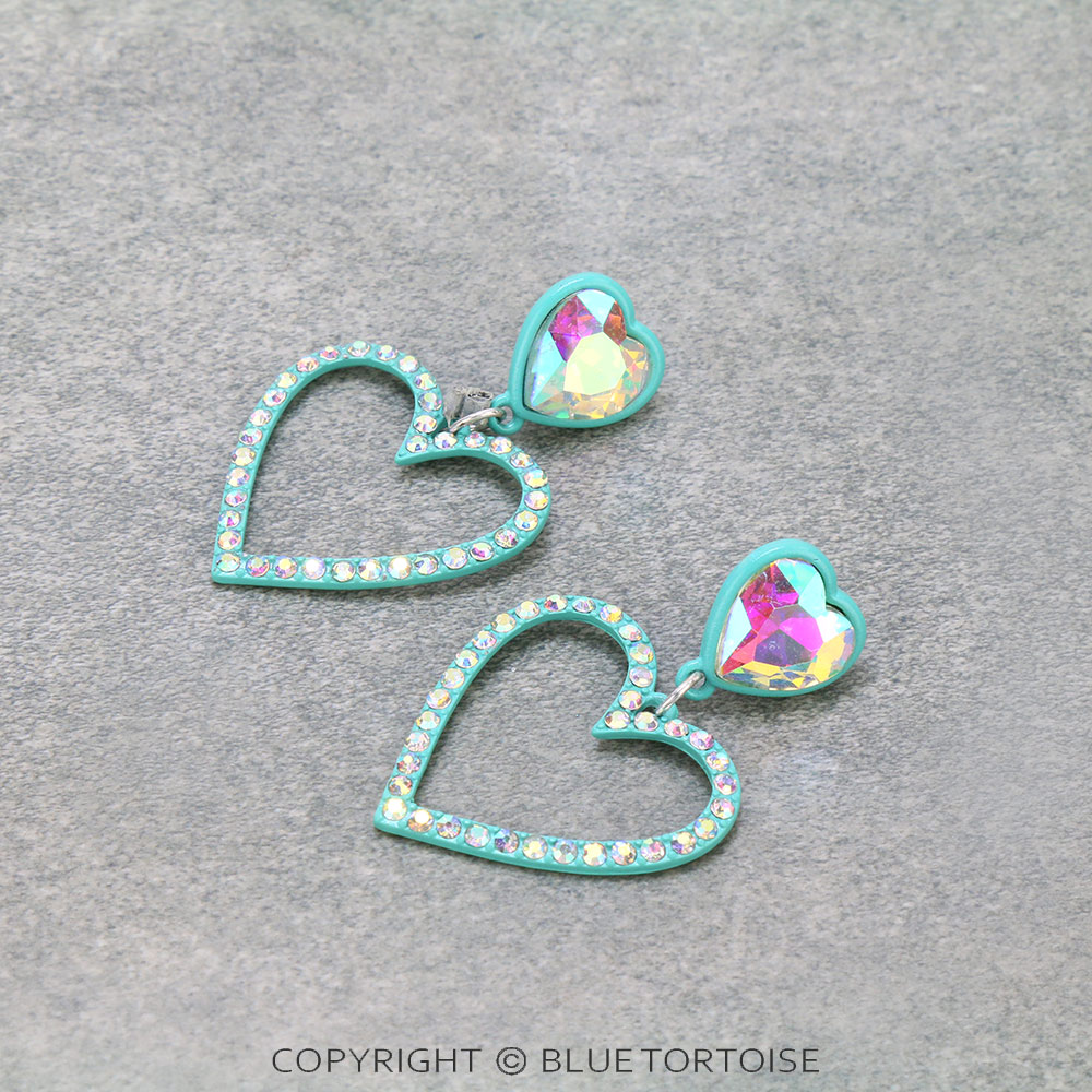 Heart Glass Stone Stud Earrings