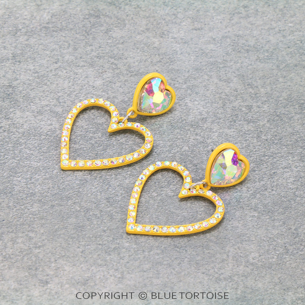 Heart Glass Stone Stud Earrings