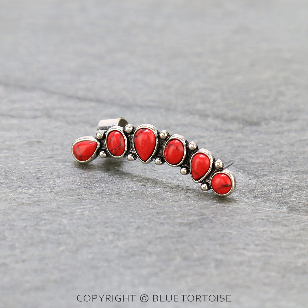 Western Stone Ear Hoop Stud Earrings
