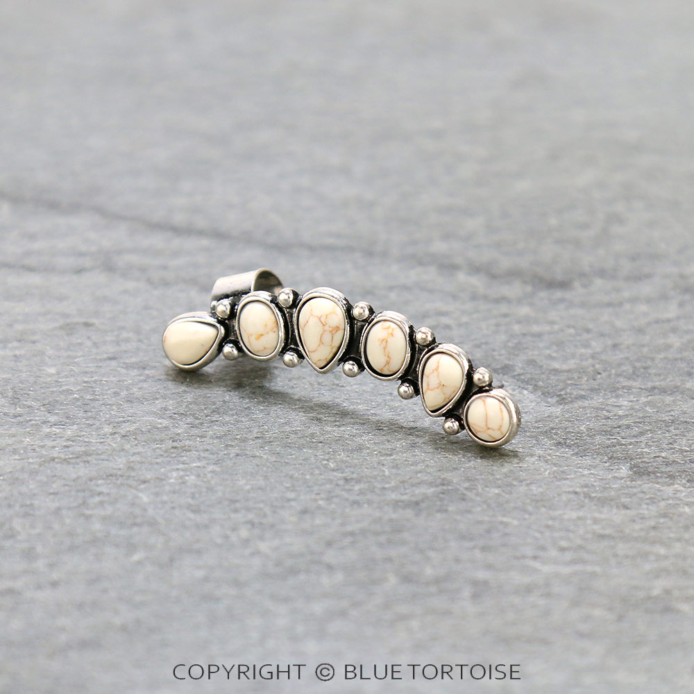 Western Stone Ear Hoop Stud Earrings
