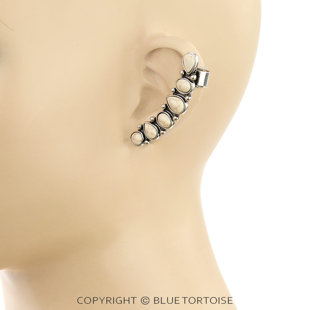 Western Stone Ear Hoop Stud Earrings - Image 2