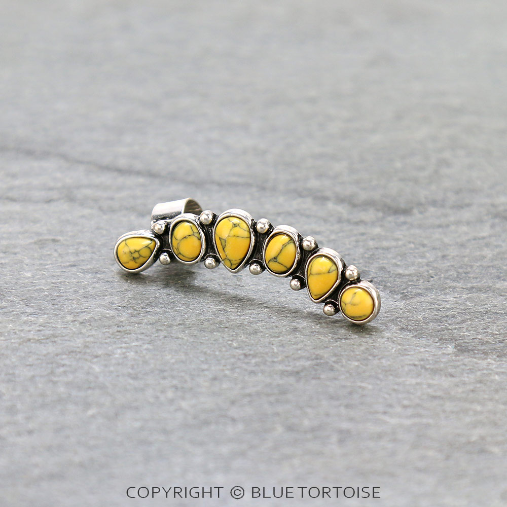 Western Stone Ear Hoop Stud Earrings
