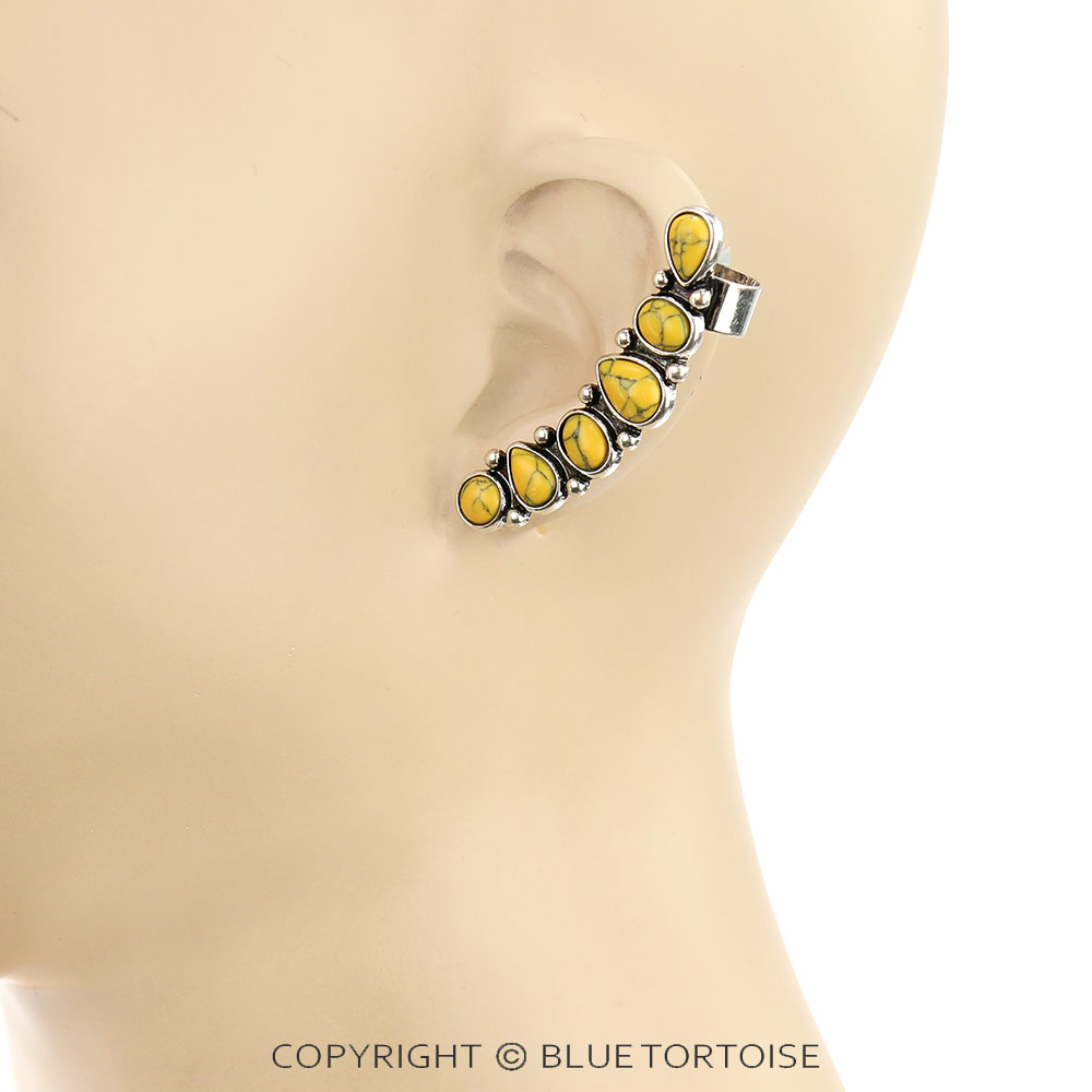 Western Stone Ear Hoop Stud Earrings - Image 2
