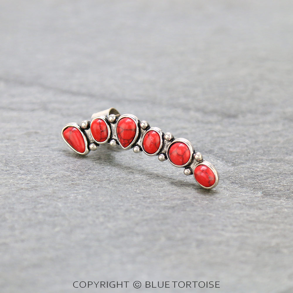 Western Stone Ear Hoop Stud Earrings