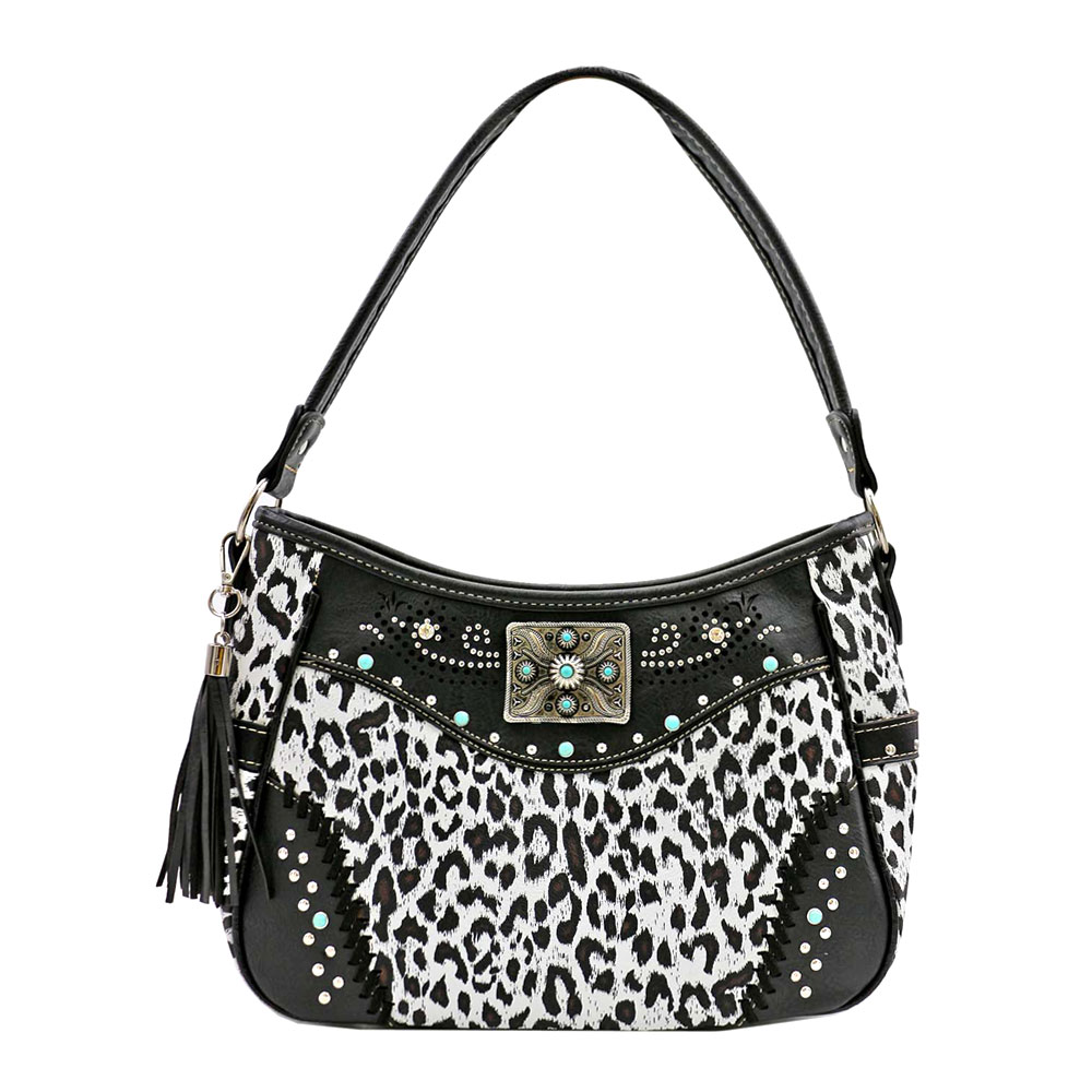 Western Turquoise Accent with Faux Leather Shoulder Bag