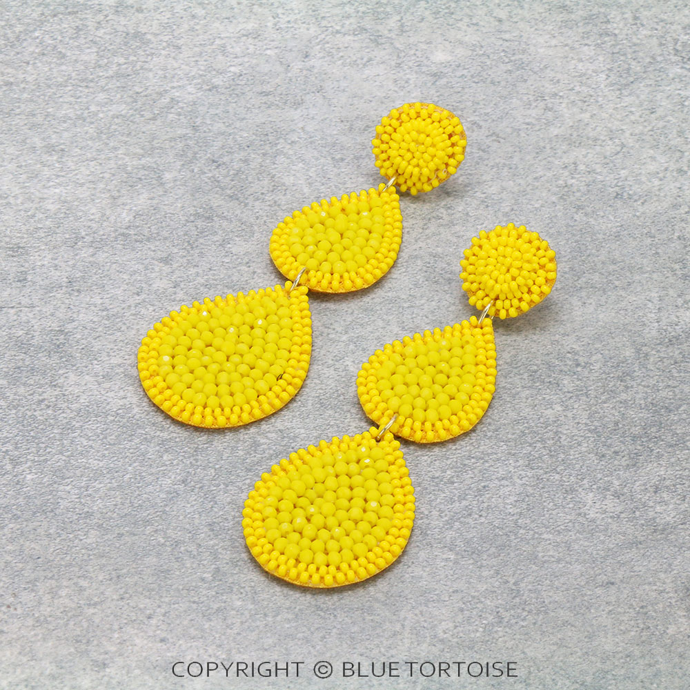 Glass Beaded Teardrop Stud Earrings