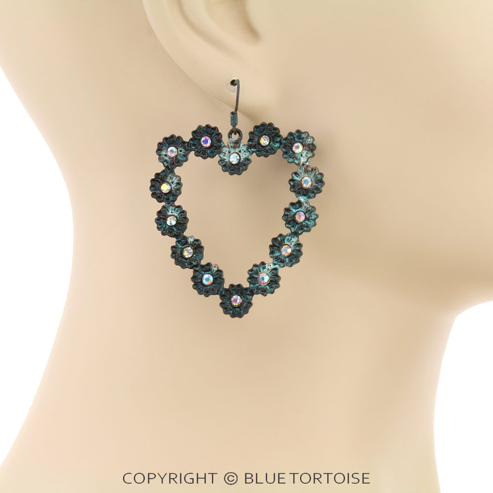 Casting Flower Heart Fish Hook Earrings - Image 2